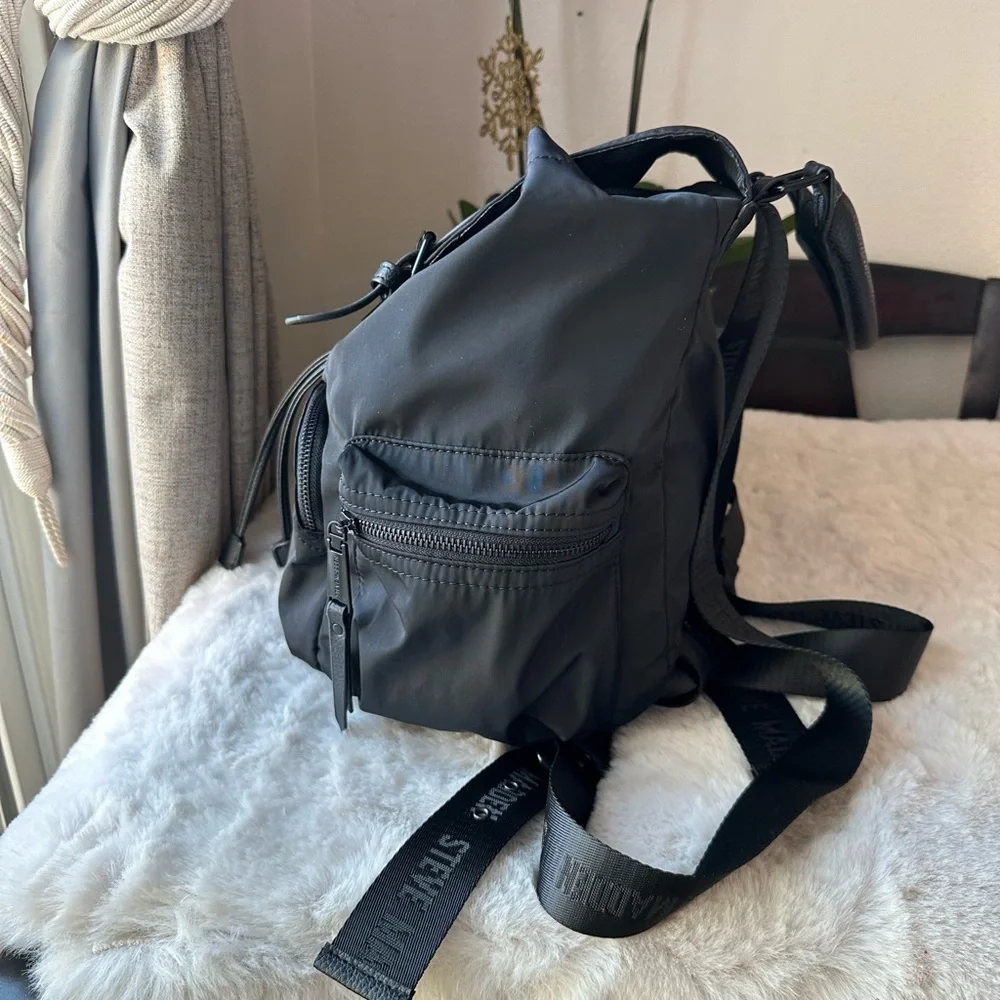 Steve Madden Black Backpack with Buckle Detail